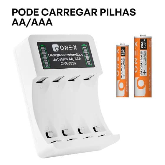 ONEX Carregador de Pilhas USB 4 Slots Para AA AAA Display Nível de Carga Proteção Inteligente Portátil