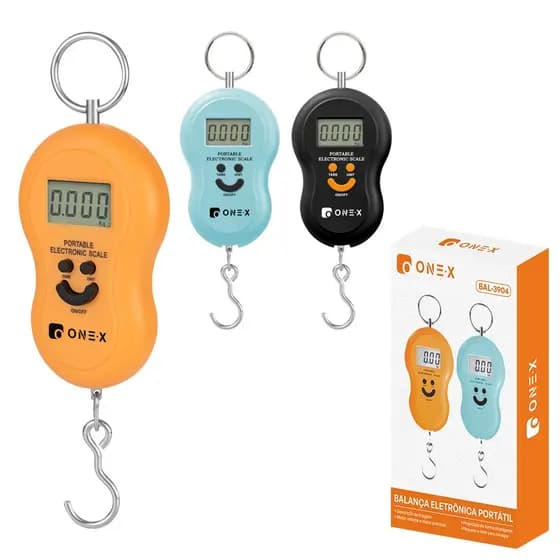 ONEX Balança Digital de Mão Portátil Até 50kg - Para Malas, Compras e Pesca