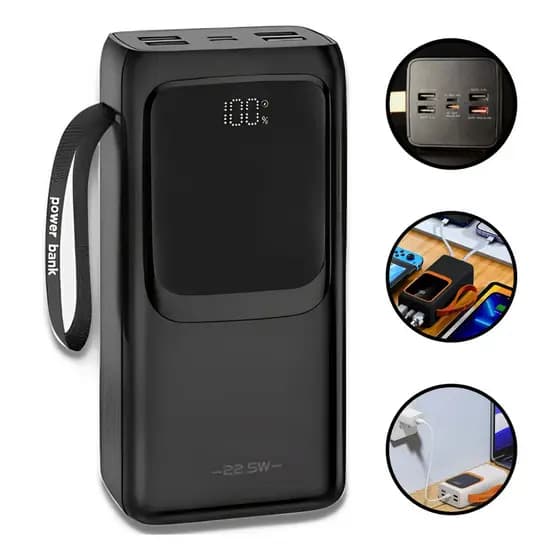 Carregador Portátil 30000 mAh Power Bank Pd 22,5W Rápido Com Lanterna Led Agold BTE-46
