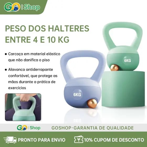 Kettlebell Emborracha 4kg a 10kg Treino Funcional Academia Musculação Peso Fitness Casa Exercício