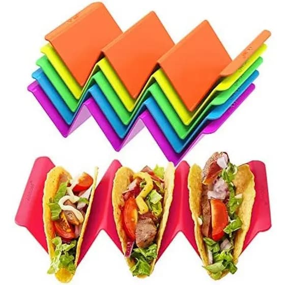 Conjunto De Suportes Coloridos Para Taco Aichoof Com 6 Placas De Bandeja Grandes Premium Comporta Até 3 Ou 2 Tacos Cada