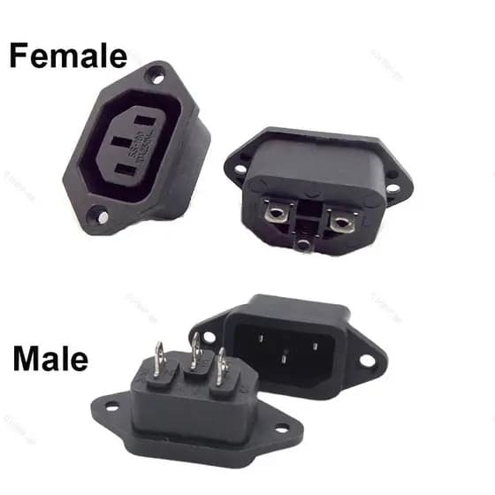 IEC320 C13 Tomada Ca Elétrica 3 Fêmea Macho Conector De Entrada 3 Pinos Soquete Montagem BR16B