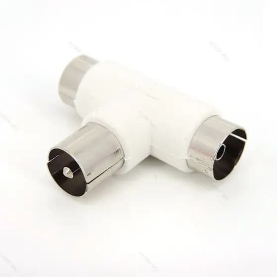 T Tipo 2 Vias Divisor De TV Cabo Coaxial Aéreo Macho Plug Para 2x Fêmea Jack Antena Conectores Adaptadores Branco BR16B2