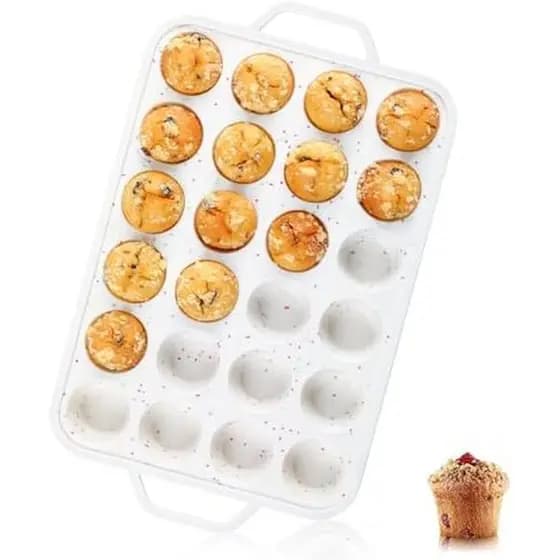 Forma De Muffin De Silicone Vinino 2Pack Para Assar Com Moldura Reforçada De Metal , Cupcake De Tamanho Regular De 12 Xí