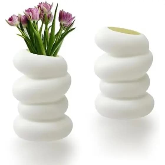 2 Peças Vaso De Plástico Branco Estilo Nórdico Criativo Espiral Boho Estética Vasos De Flores Irregulares Para Casamento