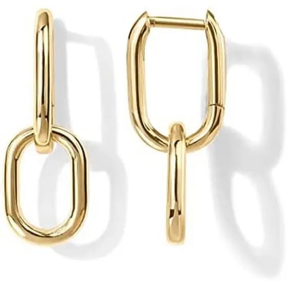 PAVOI Brincos De Clipe De Papel Conversível Banhados A Ouro 14K Para Mulheres – Argola Huggie Com Elo Da Moda Argolas Pe