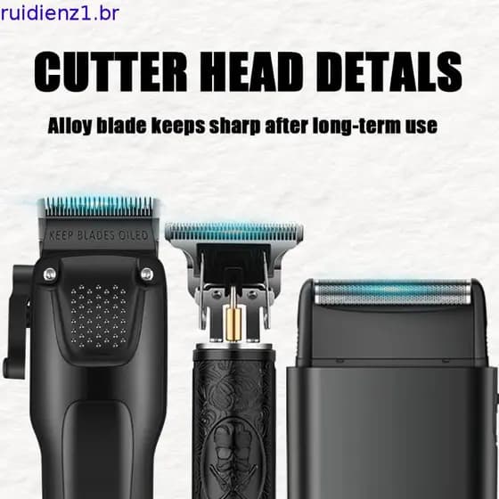 Kit de 3 peças para cuidados masculinos profissionais, cortador de cabelo e aparador sem fio, barbeador de folha,