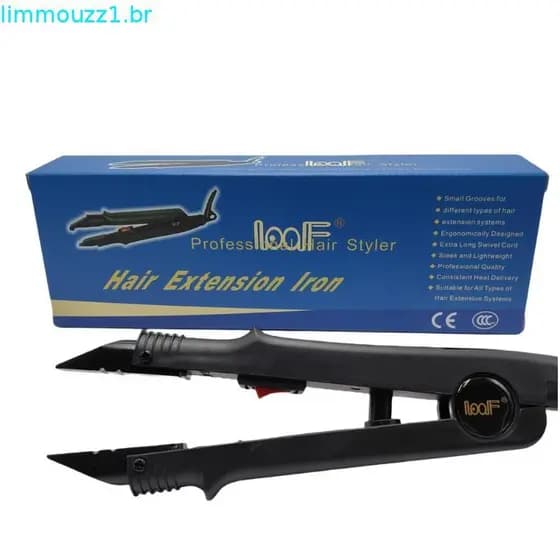 FACTORY TO YOU Pinça Para Mega Hair Elétrica Alongamento Queratina Bivolt Ponta Curva 220 Graus