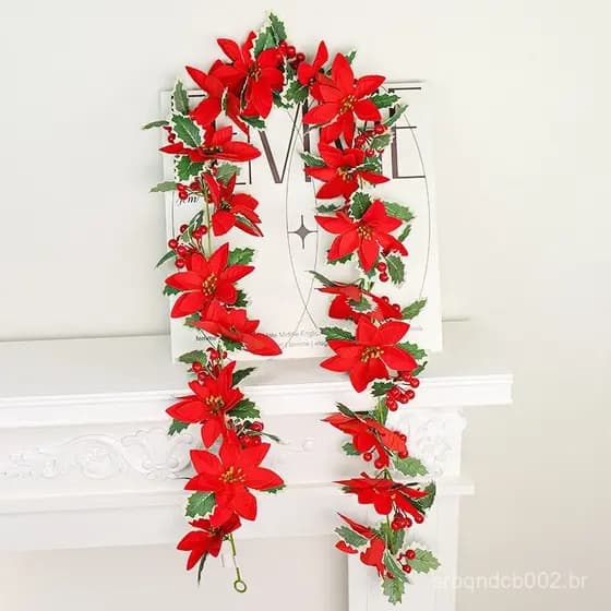Decoração De Natal Flores Frutas Vermelhas Simuladas Videira Atmosfera Arranjo Envoltório E Pendurar Videiras