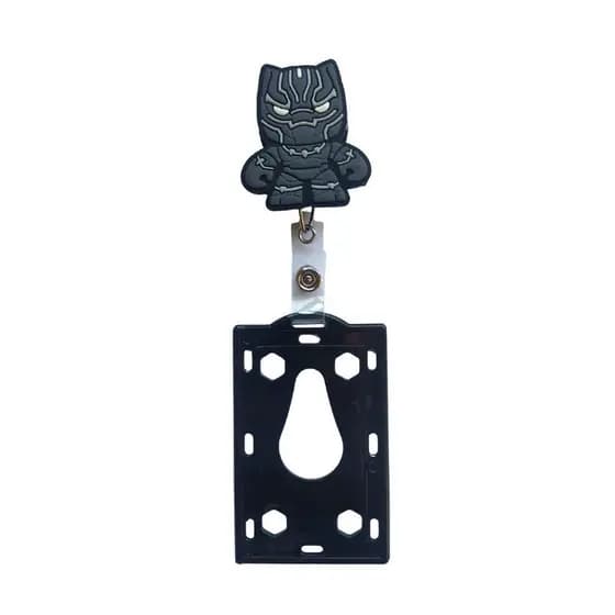 Kit Porta Crachá Retrátil Personalizado Pantera Negra + Porta Cartão Preto