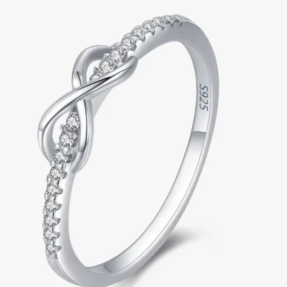 Anel Feminino Infinity Love em Prata Esterlina 925, Joia de Noivado Exquisita ARYY