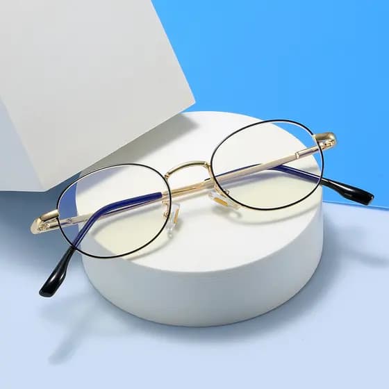 Novos Óculos Unissex com Armação Oval de Cor Sólida e Lentes com Decoração de Luz Azul MTS2