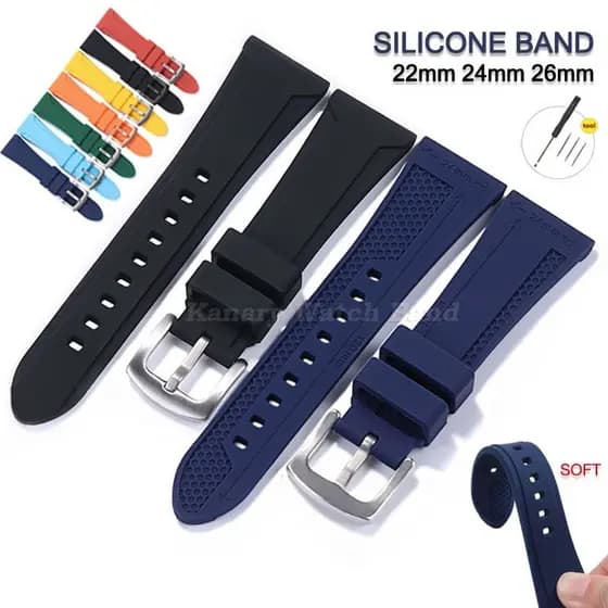 Pulseira de Relógio Universal de Silicone Macio 22mm 24mm 26mm Colorida Esportiva de Borracha à Prova d'Água para Substi