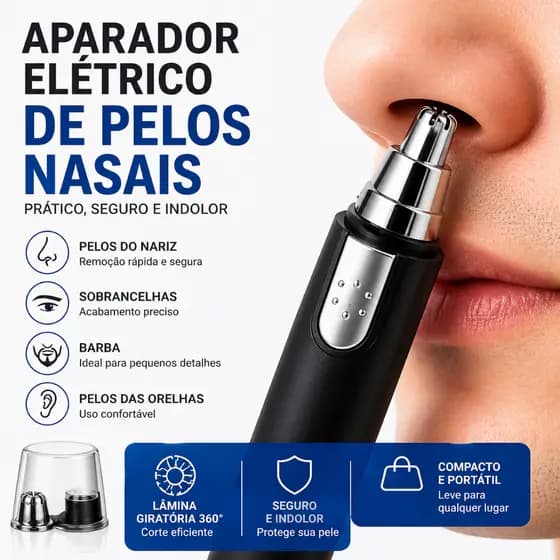 Aparador de Pelos Nasais Elétrico Portátil Seguro USB Multifuncional Nariz
