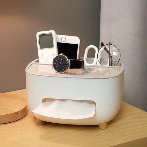 Organizador de cosméticos multifuncional de mesa lenços de papel para a sala de estar Porta papeis