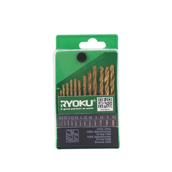 Kit 13 Peças Brocas Helicoidais Aço Rápido Titânio Ryoku