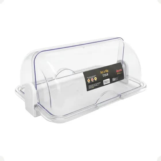 Porta Pão Acrílico Cristal Com Tampa Basculante Organização Cozinha Armazenamento Pães E Bolos