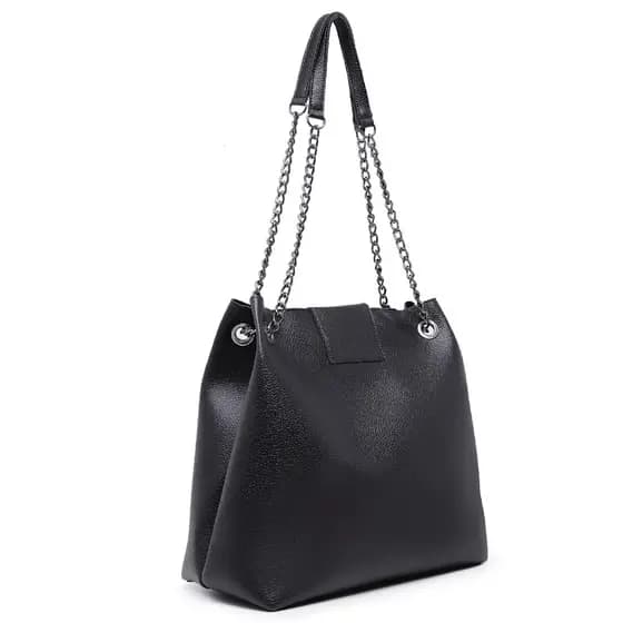 Bolsa Feminina Grande Sacola Ombro Preta Transversal Zíper Trabalho Dia a Dia Pronta Entrega