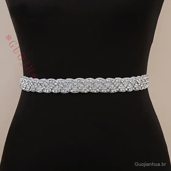 Cinto de Strass Feminino Feito à Mão para Vestido de Noiva, Cinto de Pérolas Brancas para Noivas DUSP NONM