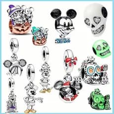 100% prata esterlina 925, contas de charme do Mickey e da Minnie, adequadas para a confecção de pulseiras de marcas orig