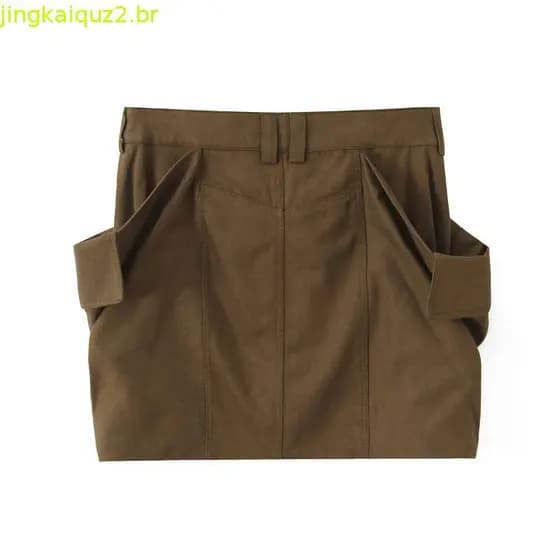P PB & ZA Primavera Novo Estilo 2025 Primavera Novo Estilo Moda Casual Slimmer Look Saia Cargo de Cintura Média 2091002
