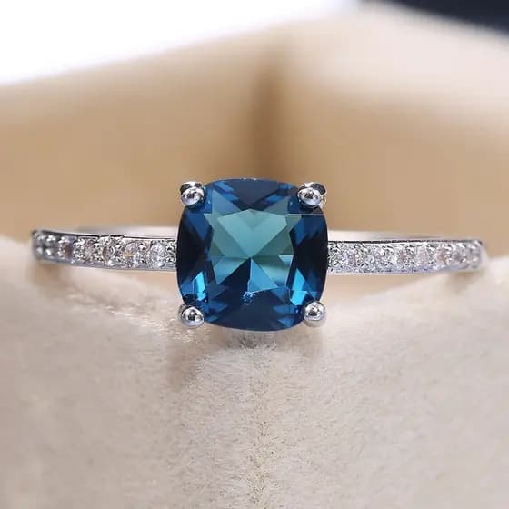 Anel feminino da série azul em prata esterlina 925, disponível em 4 cores, joia de noivado simples, anel banhado a ouro,