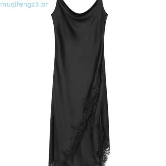 ZA 2026 Novo produto feminino elegante estilingue seda cetim textura vestido de renda 5919/215