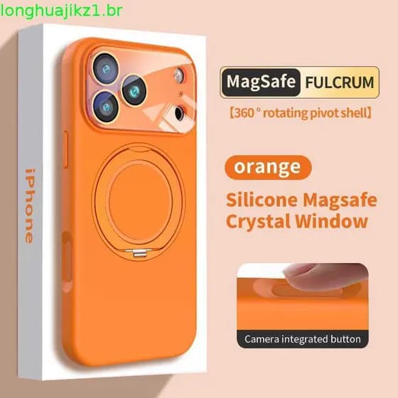 Capa De Telefone Magnética Com Suporte Giratório 360 Para iPhone 16 Líquido Silicone Protetora À Prova De Choque