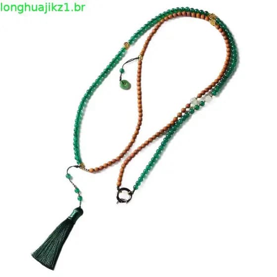 Zen borla ágata verde sândalo frisado novo estilo chinês corrente Diagonal cordão de corrente do telefone móvel acessóri