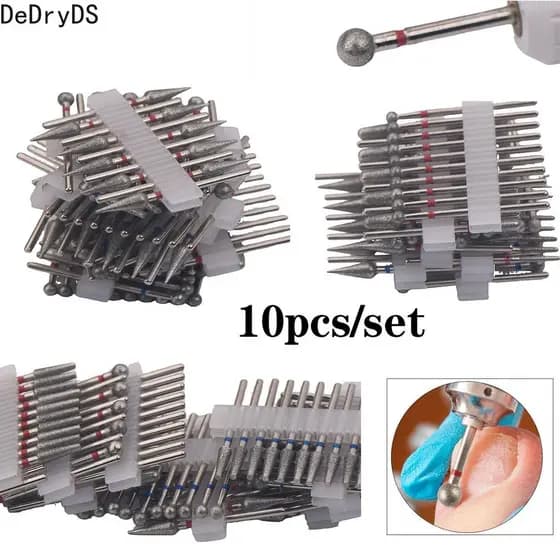 10 Pçs Conjunto De Brocas De Unhas Para Broca E-File Profissional Carboneto Prego Cl