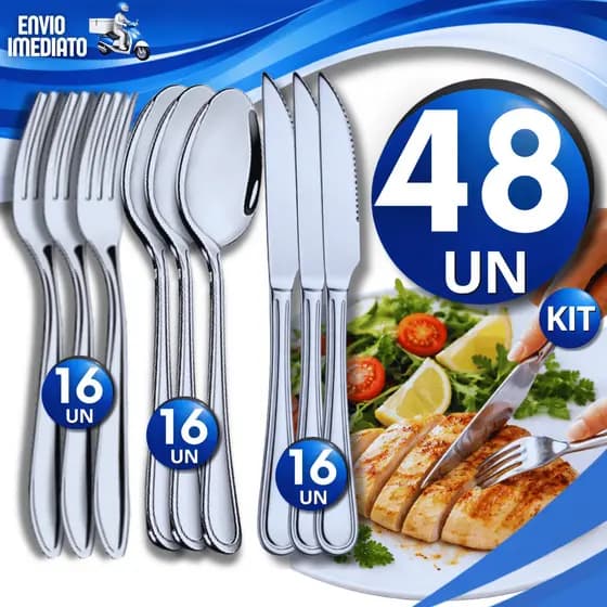 Jogo Garfos Facas e Colheres Talheres em Aço Inox Cozinha Restaurante Buffet Talher Utensílios