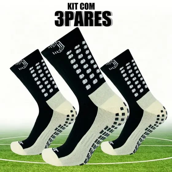 Jcolour Kit 3 pares Meias Esportivas Futebol Basquete Antiderrapantes De Alta Qualidade ar livre