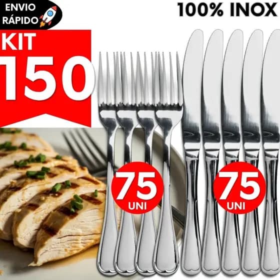Jogo de Talheres Aço Inox Talher Pousadas Restaurante Bares Buffet Lanchonete Padaria Utensílios de Cozinha