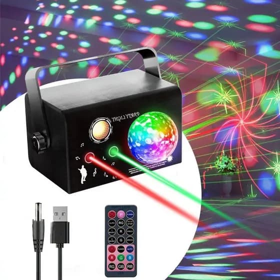 Luz de Festa Projetor 4 em 1 LED RGB Laser Controle Estroboscópio Palco KTV