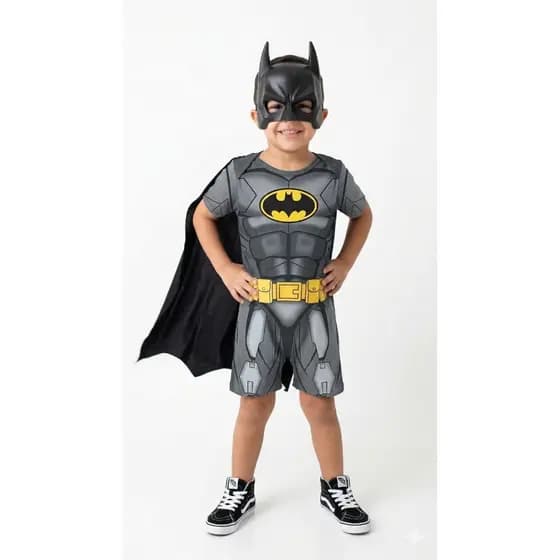 Fantasia Infantil Batman C/ Máscara Super-Herói Premium