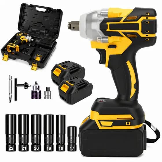 Chave De Impacto 48V Eletrica profissional Parafusadeira Furadeira 450NM Brushless 2 Baterias Toolbox