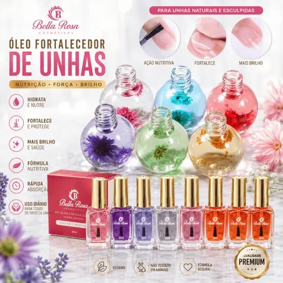 Óleo Hidratante de Cutículas com Flores Nails Bella Rosa Revitalizador