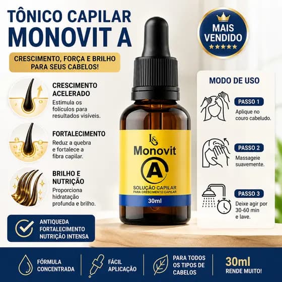 Tônico Capilar Monovit A 30ml Crescimento Capilar Antiqueda Fortalecimento Fios