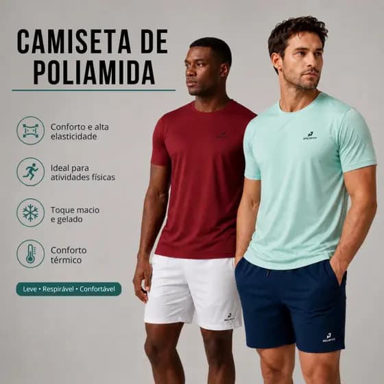 Camiseta Masculina Academia Dry Fit Poliamida Elastano Treino Corrida Verde ou Vinho Premium