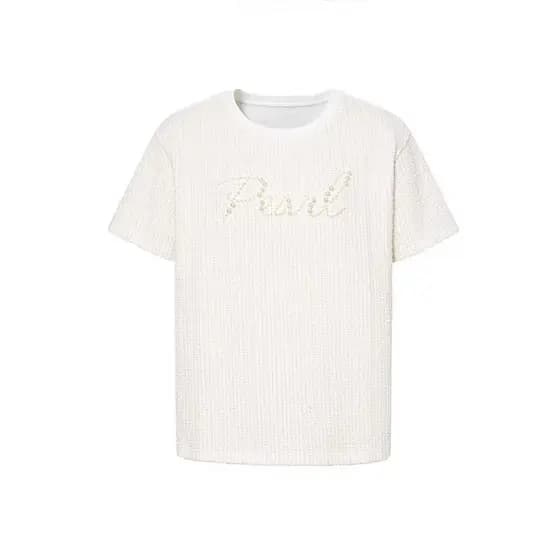 Camiseta 9-22 feminina verão novo estilo moda francês em torno do pescoço brilhante seda frisado Design pequena fragrânc