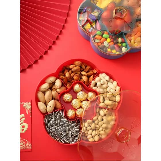 Casamento ano novo chinês prato de frutas secas casa sala estar mesa café chinês caixa doces nozes sementes girassol cai