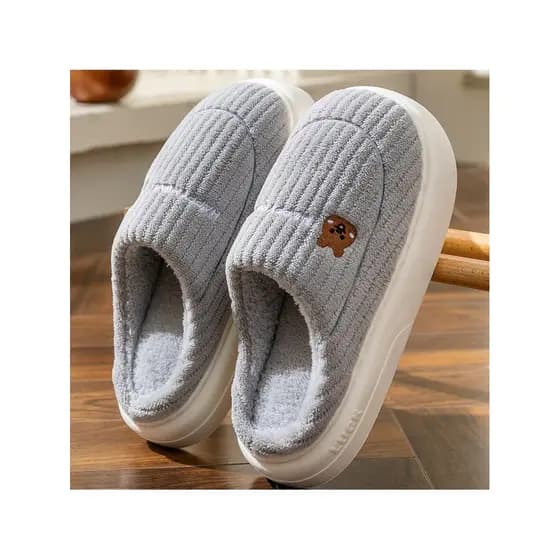 Chinelos de algodão masculino outono inverno 2026 novo estilo interior casa antiderrapante forro de lã quente não-cheiro