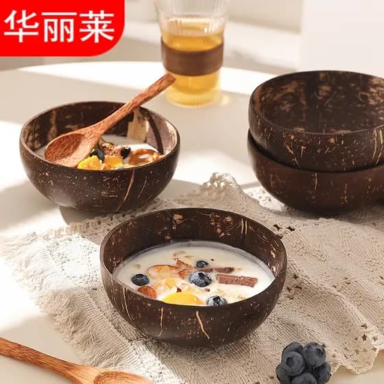 Tigela de casca de coco Tigela de casca de coco Natural Tigela de iogurte Tigela de sobremesa Tigela de água de açúcar S