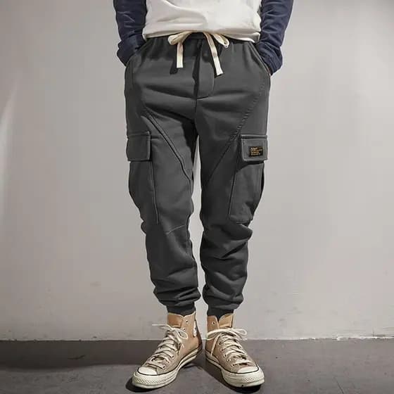 Tridimensional alfaiataria pesado algodão Terry macacão moletom masculino cordão fino-ajuste estiramento esportes Wear-R