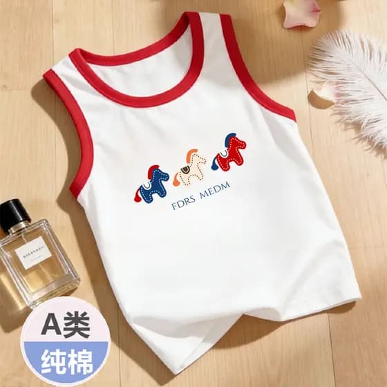 Crianças confortáveis fino em torno do pescoço colete solto camiseta dos desenhos animados pônei impressão meninos Casua