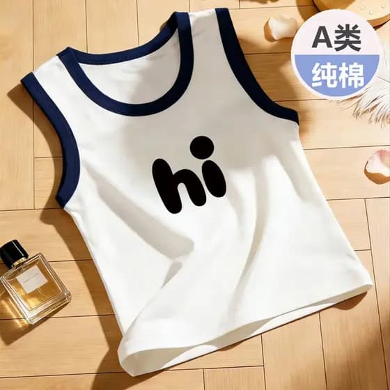 Crianças puro algodão dos desenhos animados colete verão meninos meninas sem mangas camiseta solta All-Match camisa de f