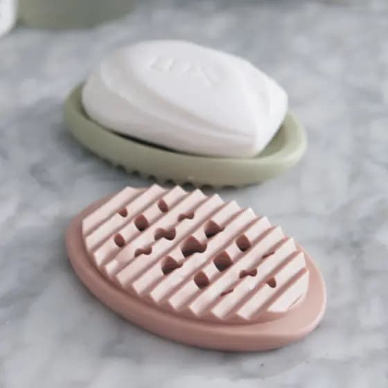 Suporte de sabão para banheiro, caixa de sabão de silicone com escova de limpeza dentada, suporte de sabão para lavatóri