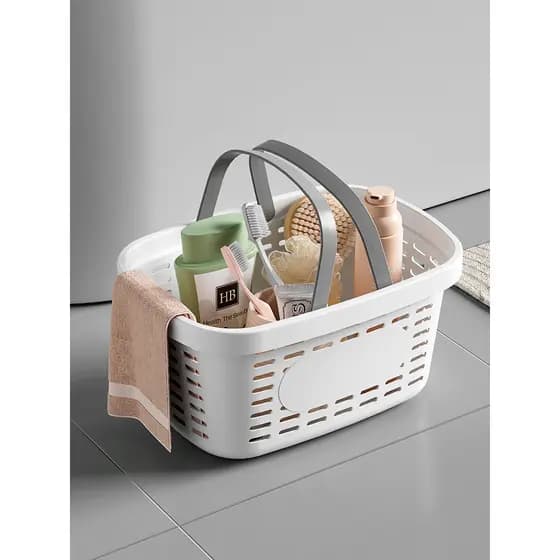 Cesta de banho portátil cesta de banho lavagem cesta de armazenamento de plástico cesta de armazenamento do banheiro gra