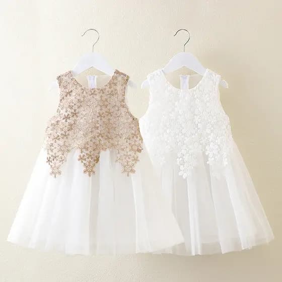 Meninas vestido de princesa vestido de renda vestido branco menina bebê trajes de verão trajes de desempenho roupas infa