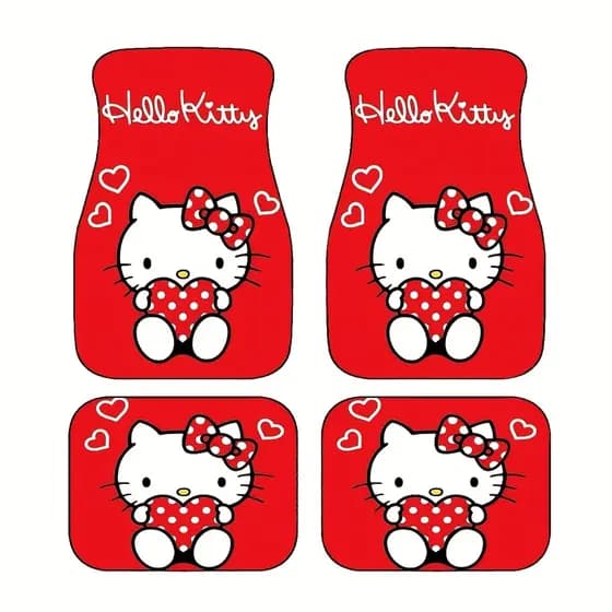 Sanrio autorizado Hello Kitty Tapete antiderrapante universal para carro de 4 peças, lindo Interior de carro, antiderrap